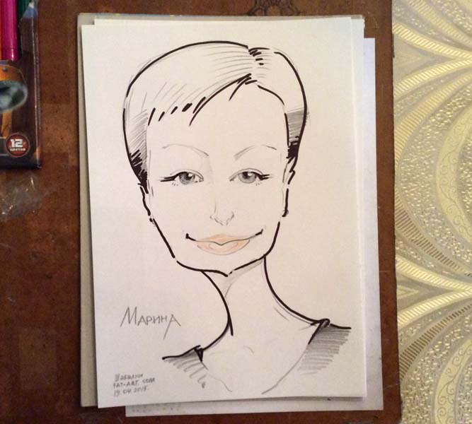 шарж Марины свадебная выставка шаржиста Михаила Шабалина