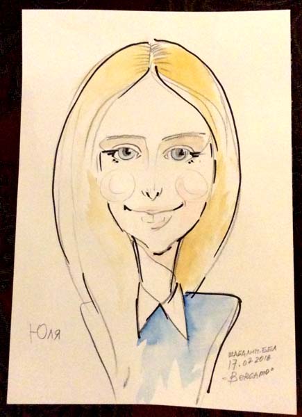 шарж Юли акварелью от шаржиста Михаила Шабалина